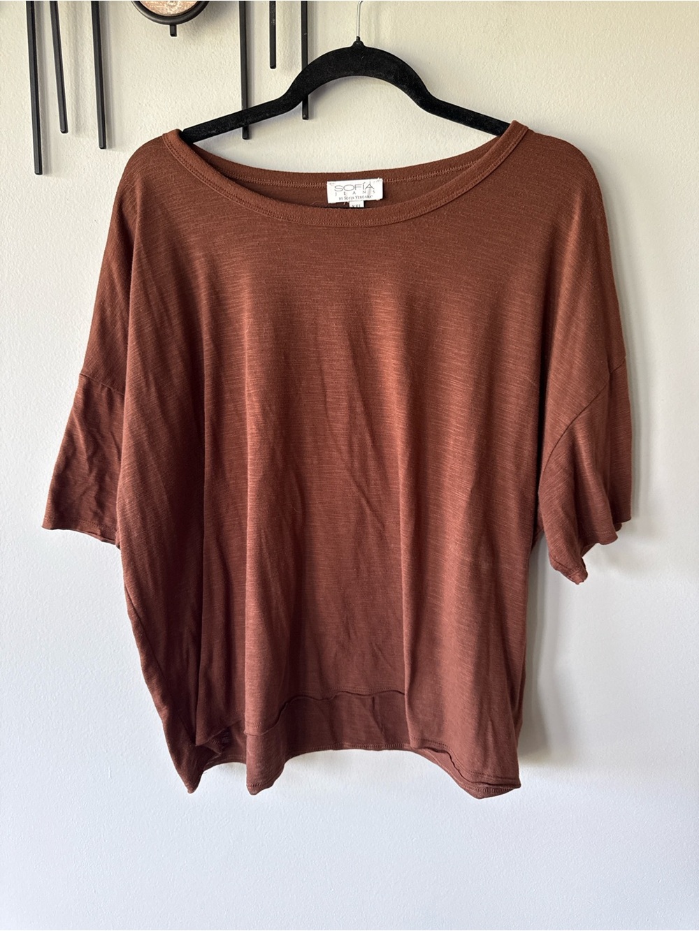 sofia by sofia vergara Boxy Short-Sleeve Tee - Rust